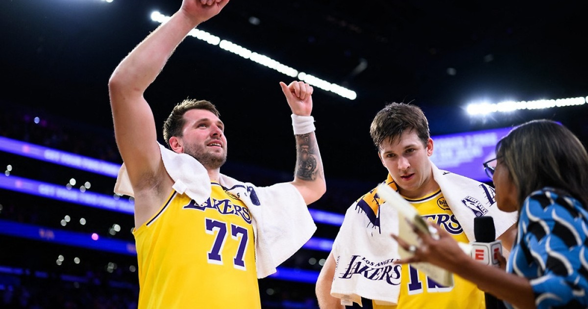 돈치치, 연장 종료 0.5초 전 위닝샷…레이커스, 덴버 잡고 5연승