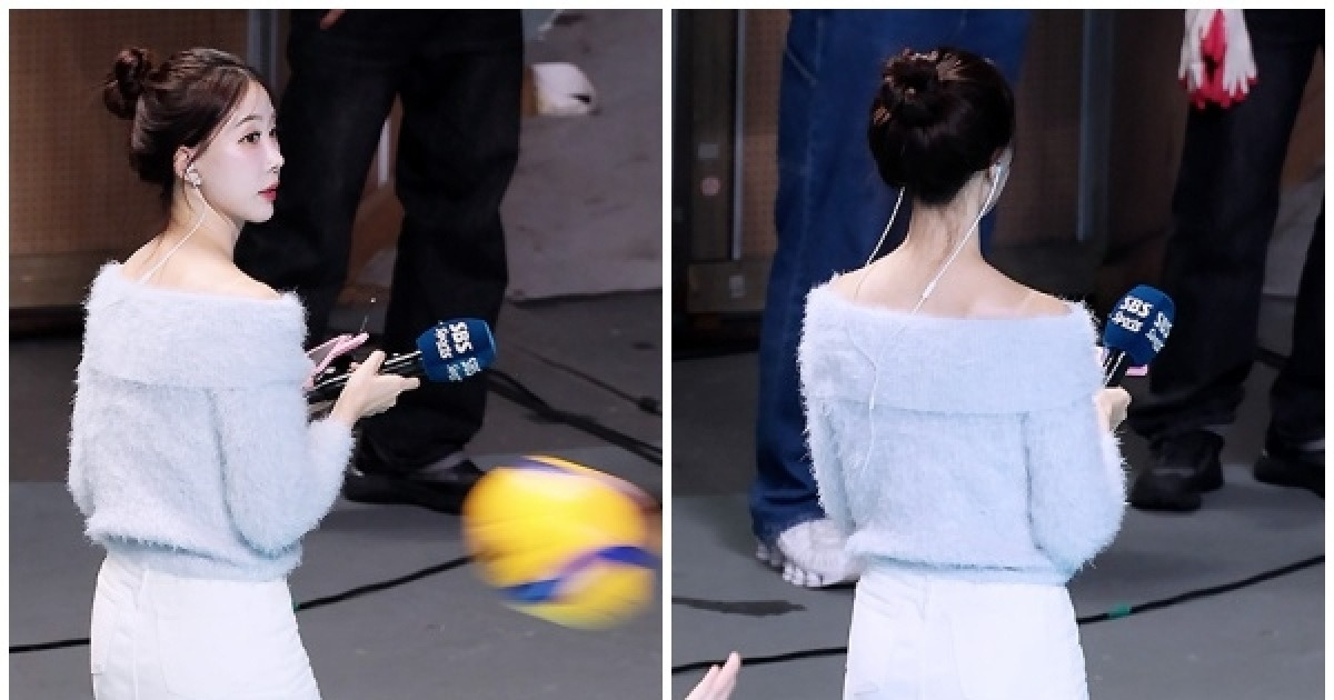 진달래 아나운서, 배구공이 자꾸 괴롭혀요?!...“방송 사고 아닙니다”