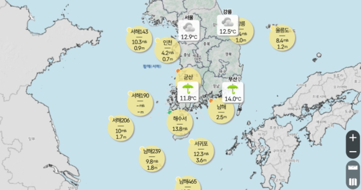 강풍과 높은 파도