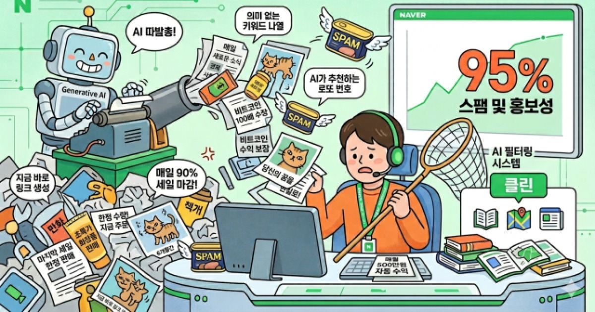 AI가 만든 디지털 쓰레기에 고심하는 포털…"매일 수십만건 생성, 95%가 스팸"