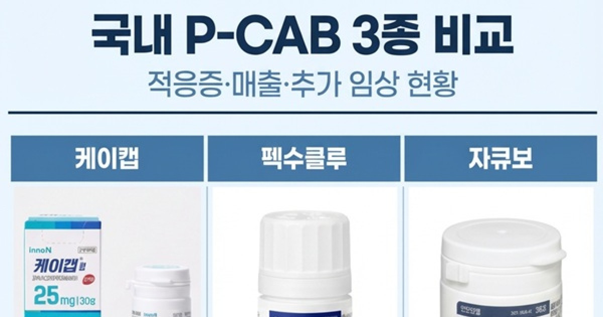 P-CAB 적응증 경쟁…케이캡 5개 ‘독주’