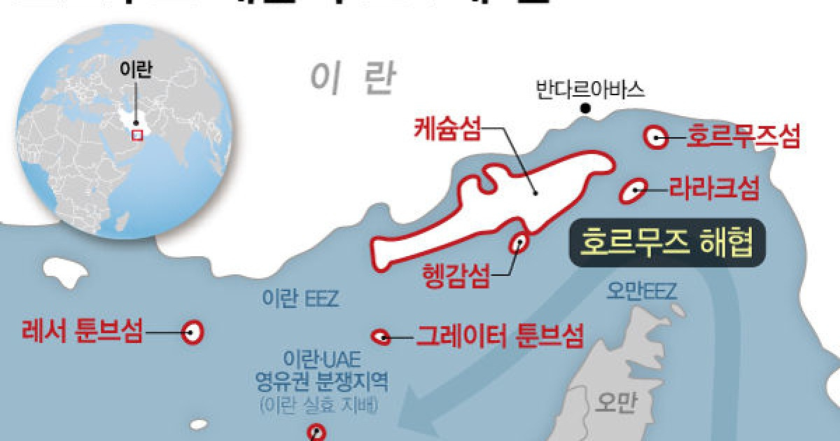 호르무즈 해협 해상 운송 재편 관련 이미지