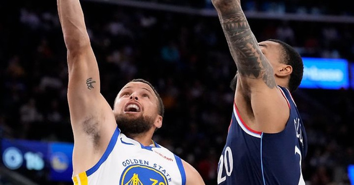 NBA GSW, 클리퍼스 꺾고 8번 시드 결정전행…커리 35점 폭발