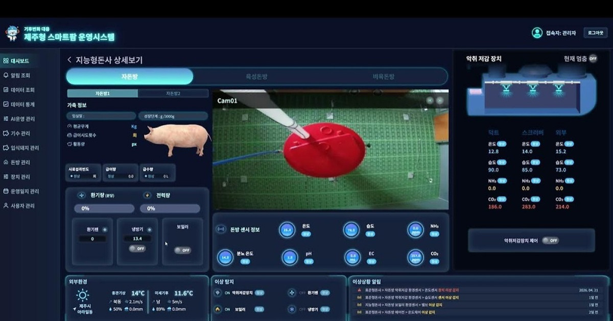 AI가 제주 돼지 사육 관리…생산성 향상·탄소중립 동시 달성