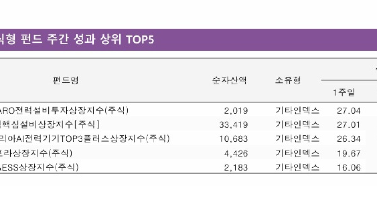 AI 수요 폭증에 '불기둥'…전력 ETF 수익률 상위 싹쓸이