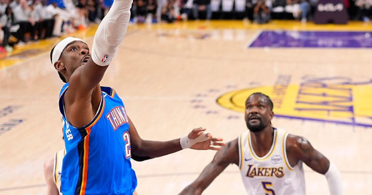 NBA OKC, 레이커스 꺾고 3연승…서부 결승 진출까지 '단 1승'