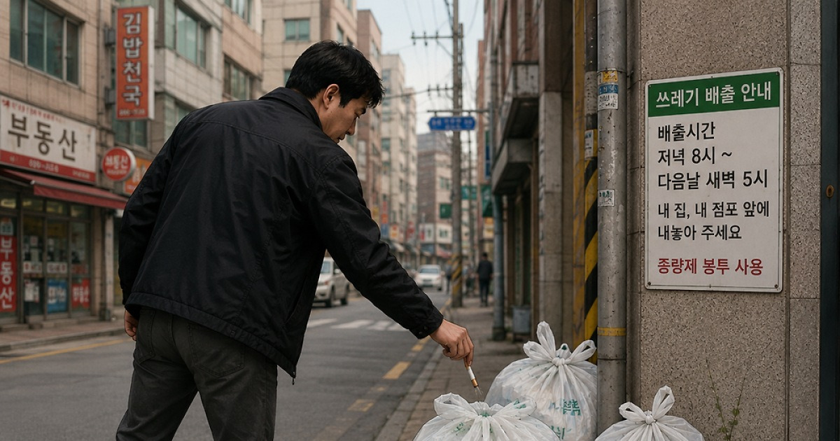 길가 종량제봉투와 무단 폐기 관련 이미지