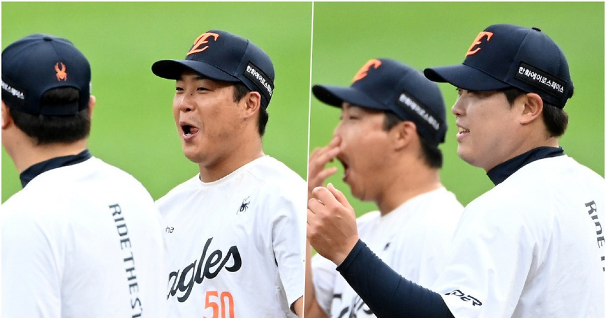 '형이 왜 거기서 나와' 류현진 1루 등장에 부담백배 강백호…진땀 토스→90도 인사