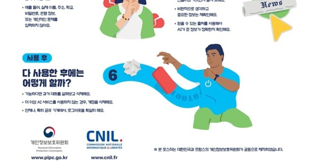 개보위, 프랑스 국가정보자유위와 청소년 AI 인식 포스터 제작