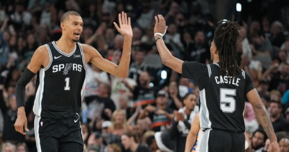 '웸반야마 28점·10리바운드' NBA 샌안토니오, 서부 결승 3승 3패 원점...7차전 끝장 승부로