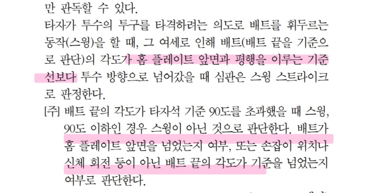 정민철 위원, KIA-LG전 규정 착각했나 "홈플레이트 앞을 지나가면 스윙" → 실제 룰은 '각도'만 본다