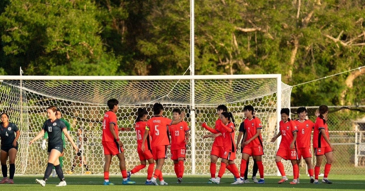'손화연·장유빈 동반 멀티골' 한국, 괌에 5-0 완승... 동아시안컵 女 예선 1차전 승리