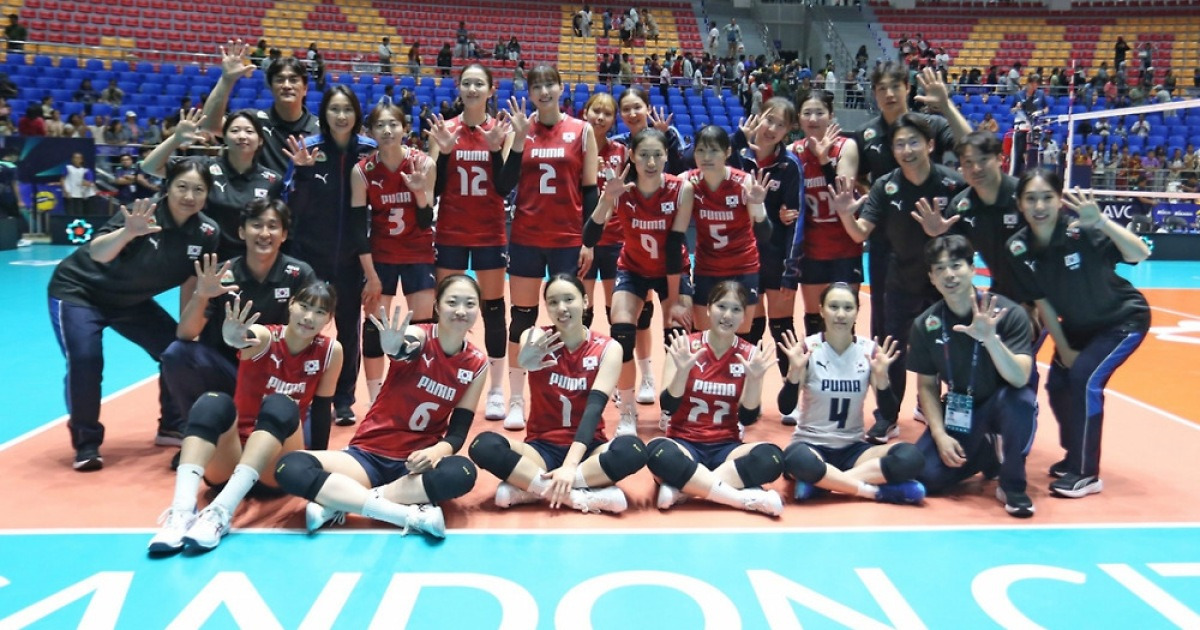 '강소휘 28점 폭발' 여자배구, 대만에 3-2 진땀승... 5전 전승으로 AVC컵 4강 진출
