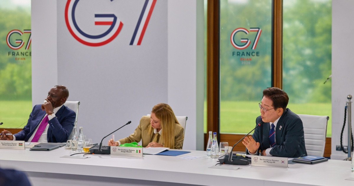 李대통령, G7 정상회의서 “AI 발전 결과, 전 세계가 공유해야”