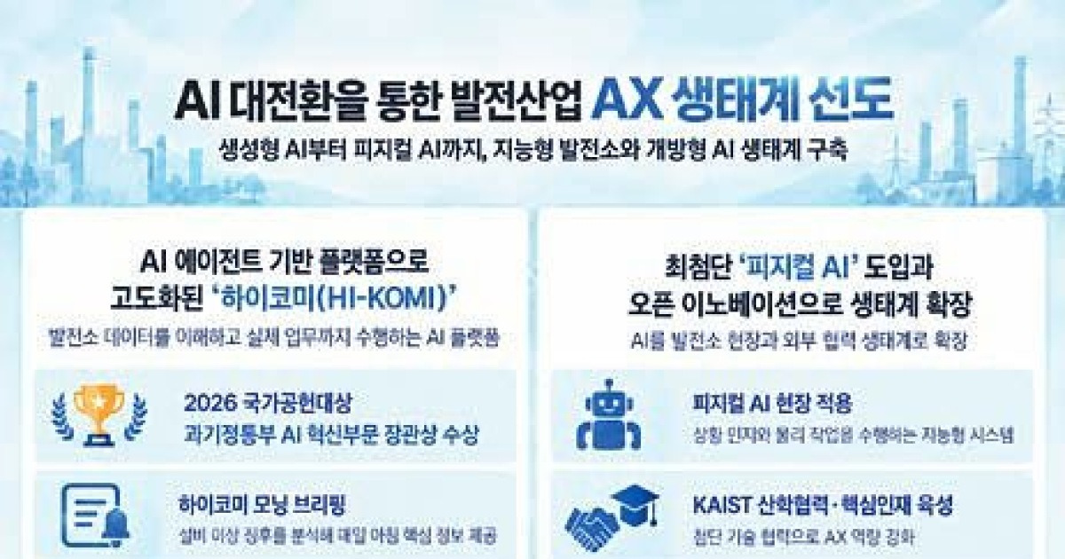 [국민의 기업] AI 중심 체계로 전환 … 발전산업 AX 생태계 구현에 앞장
