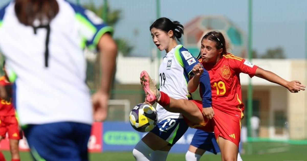 한국 U-17 여자 대표팀, 월드컵 2차전서 스페인에 0-5 완패...16강 진출 '빨간불'