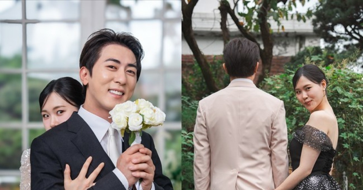 4년차 유부남 김원훈, 엄지윤과 웨딩화보‥가슴→엉덩이 터치 과감 포즈까지