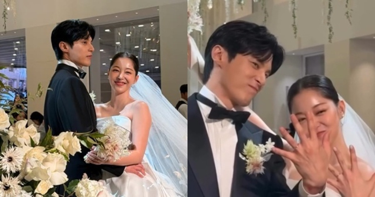 “드레스 발로 차는 테토녀” 김가은, 10년 열애 ♥윤선우와 결혼식 현장 공개