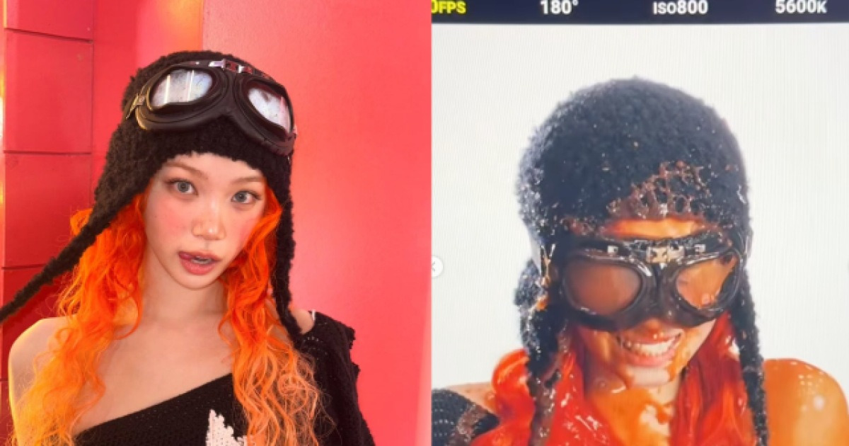 "토마토 소스 맞으며 웃었다"…르세라핌 채원, 파격 뮤비 비하인드에 난리