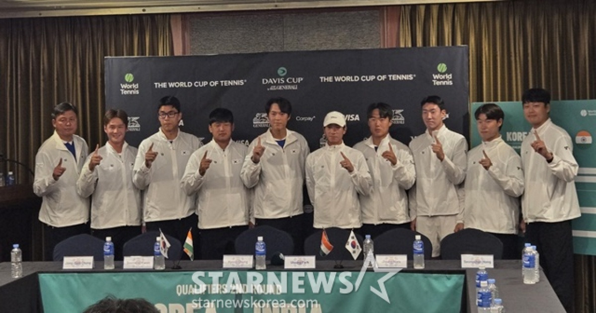 Photo: v.daum.net Korea Men's Tennis Eyes Historic Davis Cup Final 8 with Aggressive Strategy Against India