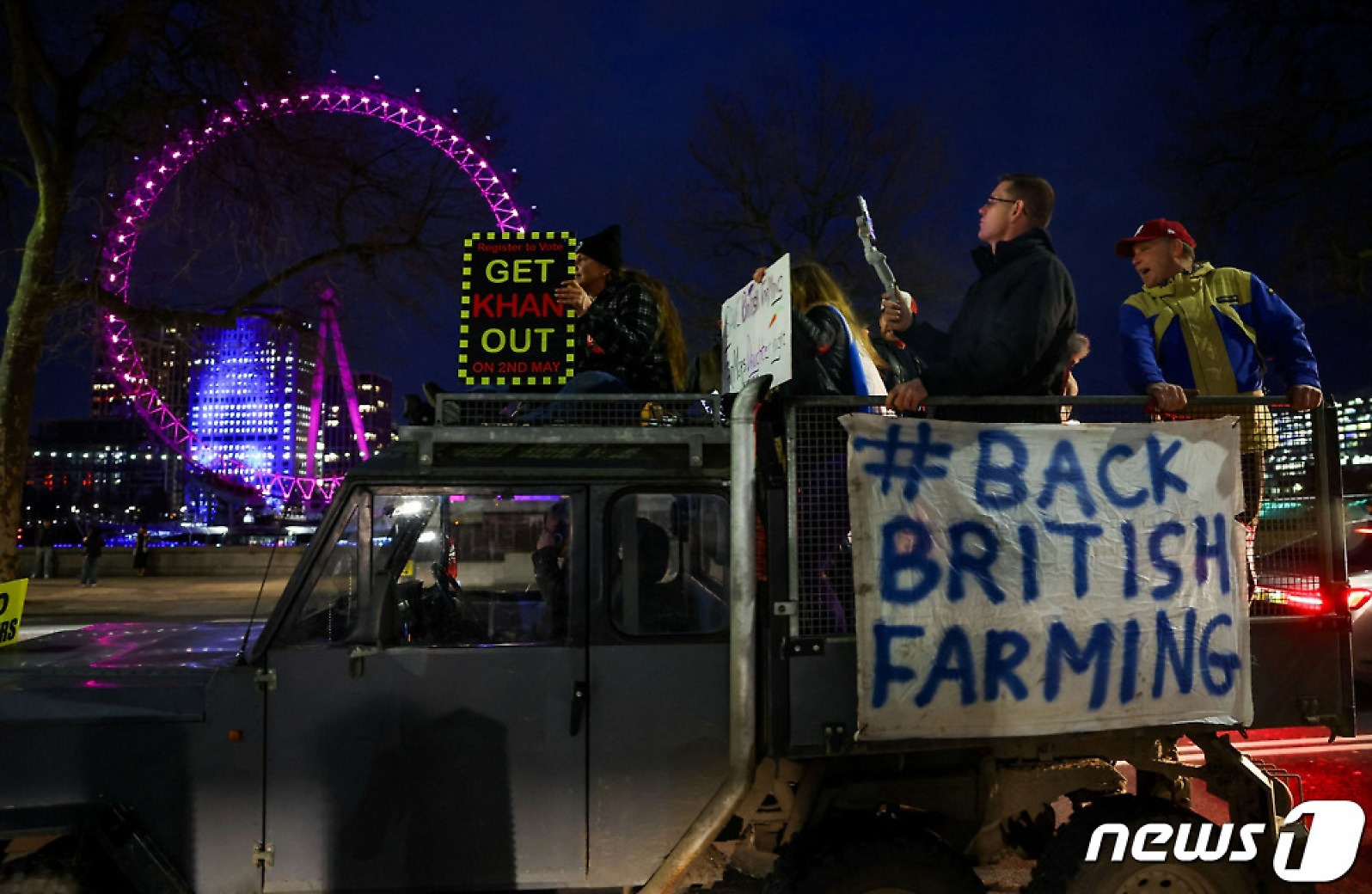 [포토] 英 랜드마크 '런던아이' 앞에서 시위하는 농민들