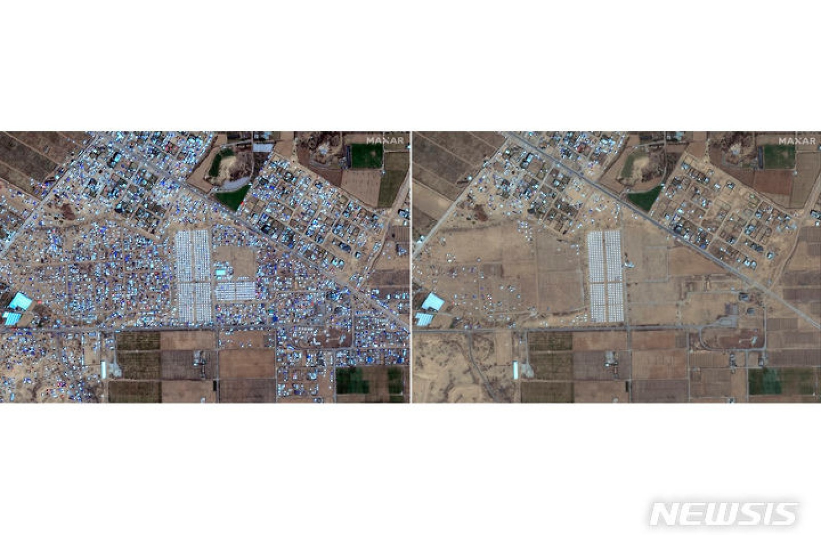 라파 북서부 일대, 사라진 난민 텐트촌