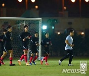 훈련하는 U-23 축구대표팀