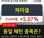 파미셀, 장시작 후 꾸준히 올라 +5.07%.. 외국인 64,000주 순매수