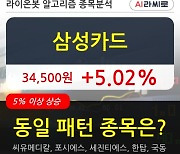 삼성카드, 전일대비 +5.02%.. 외국인 기관 동시 순매수 중