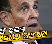 [영상] 기자회견 중 검은색 땀이 주르륵..트럼프 변호사 '진땀'