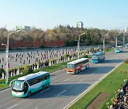 수해 복구 마무리하고 평양으로 돌아온 북한 수도당원사단