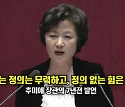 [영상] 추미애, 7년전 윤석열 감싸며 "정의 없는 힘은 독재"