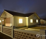 북한 태풍 피해 검덕지구에 새로 지어진 주택