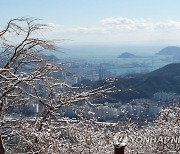 부산 산간지역에 쌓인 눈