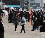 '해수욕장 폐쇄 했지만'..해넘이 보러 온 인파