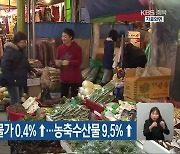 12월 충북 소비자 물가 0.4%↑..농축수산물 9.5%↑