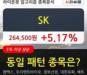 SK, 전일대비 5.17% 상승중.. 외국인 기관 동시 순매수 중