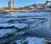 충북 무심천 올 겨울 첫 결빙..최근 영하 10도이하 지속