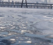 '북극 한파'에 얼어붙은 한강 올림픽대교 상류
