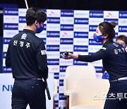 [ST포토] 김가영-신정주 '9점 차이에 미소'