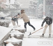 제설 작업하는 성동구청 직원들