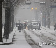 도로에 쌓인 눈