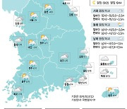 [15일의 날씨] 내륙 곳곳에 비