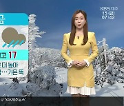[날씨] 제주 낮 17도 '따뜻'..내일부터 찬바람 기온 '뚝'