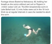 호수 얼음판 밑에서 85M 수영한 러시아 여성 "세계신기록"
