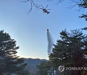 동해 야산서 산불..헬기 진화