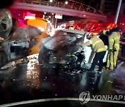 서울 영등포구서 역주행 차량이 택시 충돌..3명 부상