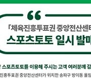 스포츠토토, 1월 24일(일) 오전 8시부터 발매 재개
