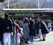 [서울포토] 포근한 날씨, 서울대공원 찾은 시민들