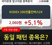 KODEX 200선물인버스2X, 장시작 후 꾸준히 올라 +5.1%.. 이평선 역배열 상황에서 반등 시도